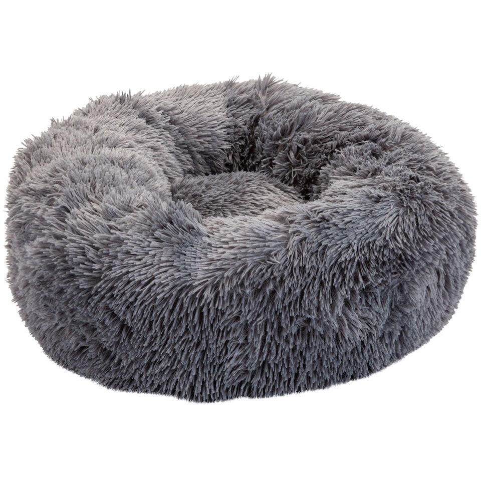 image 1 of VFM e-Store Dark Grey 50cm Donut Pet Bed - Super Fluffy for Small Dogs & Cats