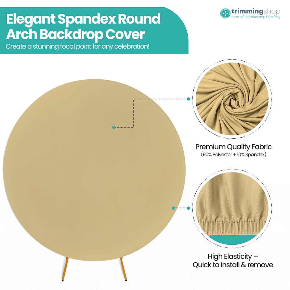 image 1 of 160GSM Champagne Round Arch Backdrop Cover - 180cm