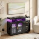 image 7 of HOMCOM High Gloss Sideboard with LED Lights, Power Outlets, Drawers