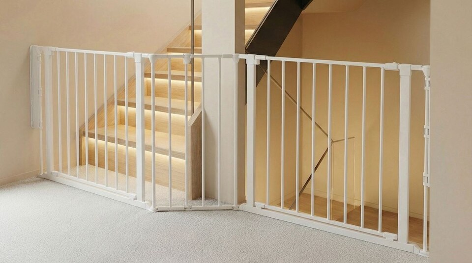 image 1 of Safetots Two Door Multi Panel Solution for Up and Down Staircases, White, 220cm of length, includes 2 Door Opening Panels