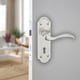 image 2 of Lisbon Metal Lever Latch Door Handles Set Round Rose Internal & External | Silver | Satin Nickel Keyhole
