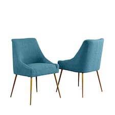 Set of 2 Lograto Fabric Dining Chairs - Teal