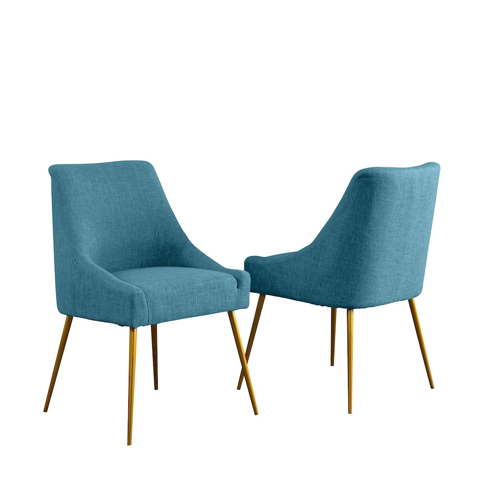 image 1 of Set of 2 Lograto Fabric Dining Chairs - Teal