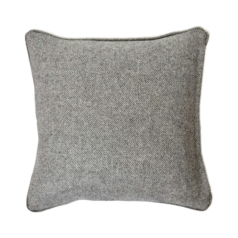 Hill Interiors Wool Herringbone Cushion - Grey - One Size