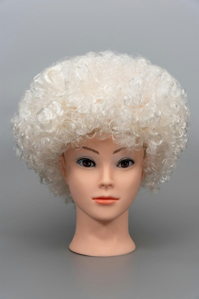 image 1 of White Afro Curly Wig | Multi