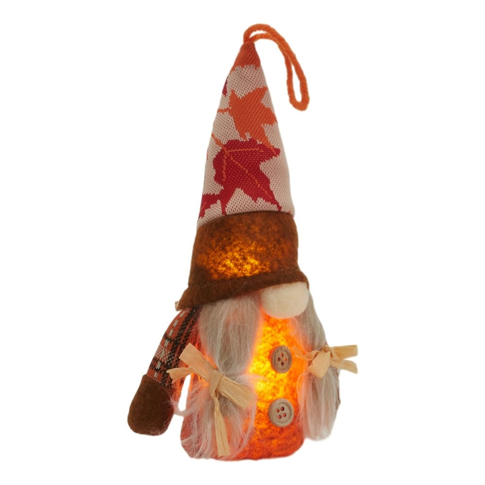 image 1 of Living and Home Halloween LED Harvest Maple Gnome Plush Doll with Hat