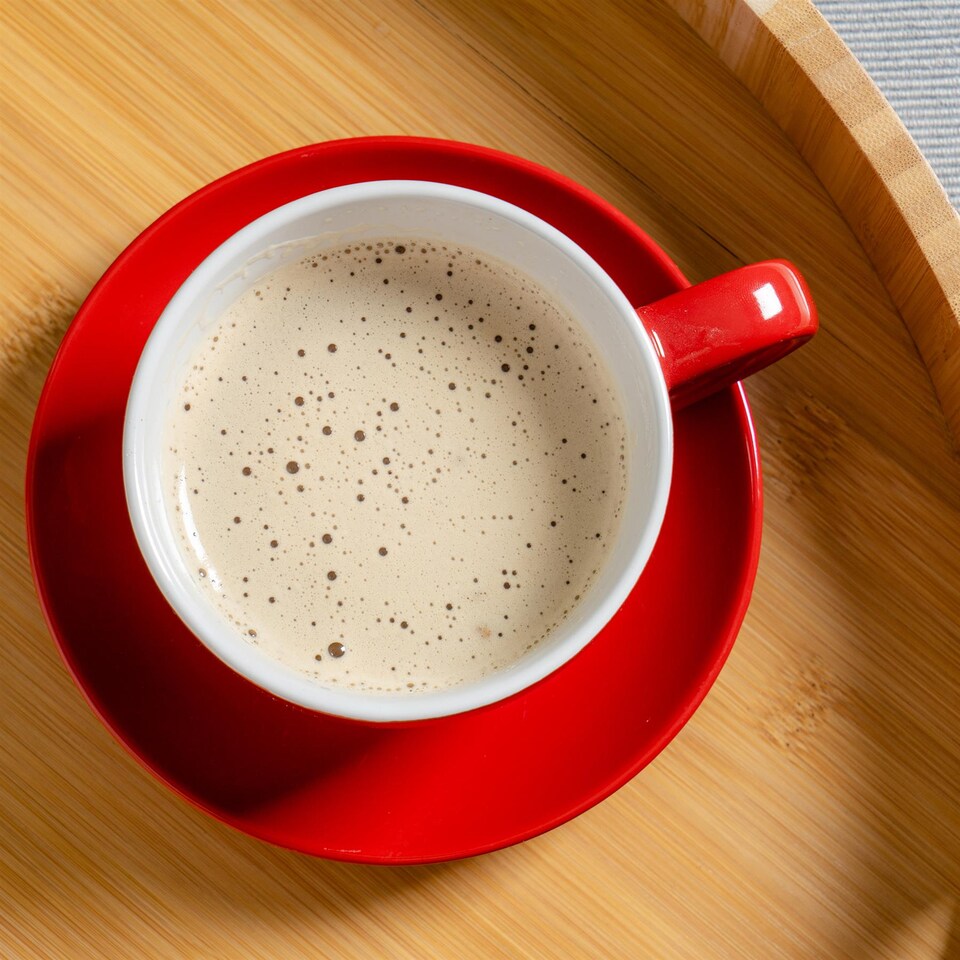 image 1 of Argon Tableware 12 Piece Coloured Cappuccino Cup & Saucer Set - 250ml - Red