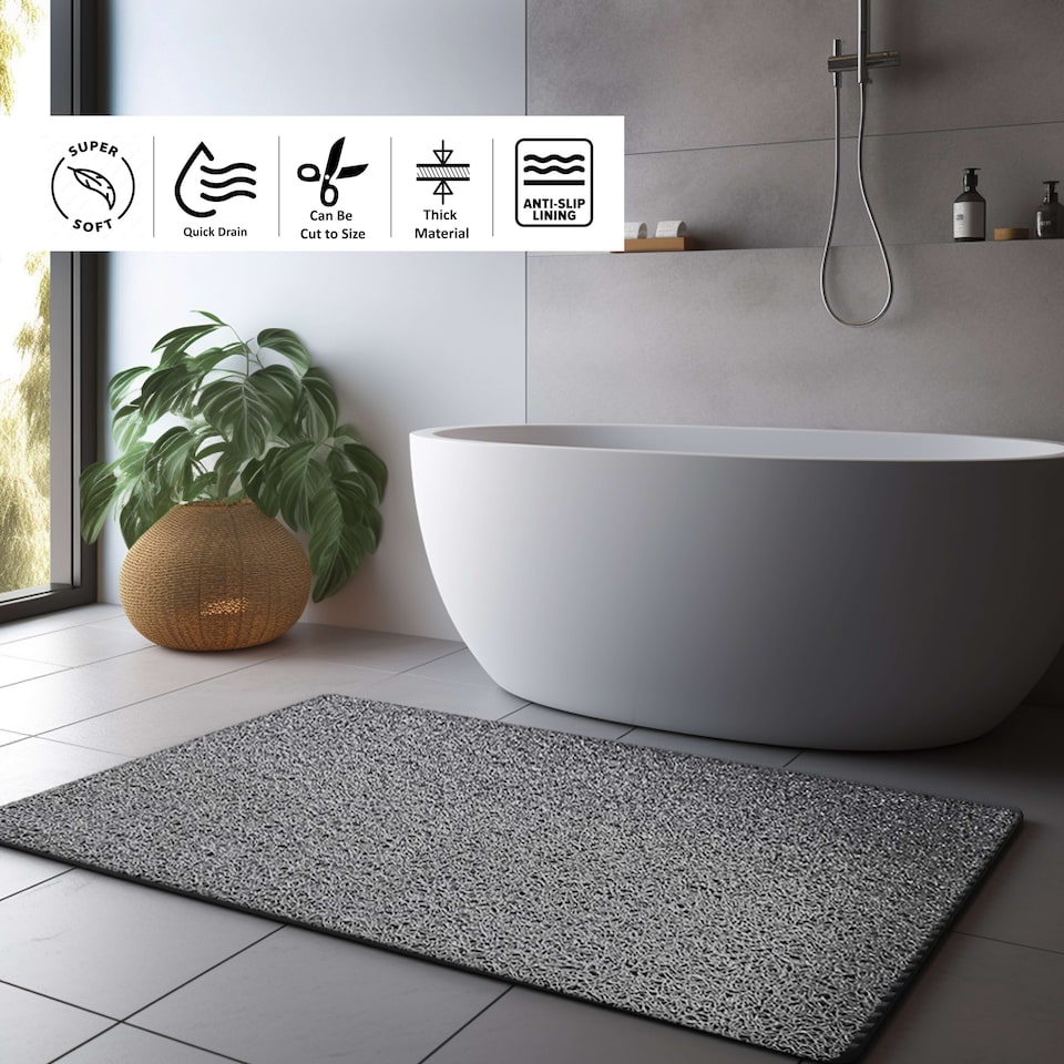 image 1 of Spaghetti Anti Slip Loofah Shower/Bath Mat 90cm x 60cm