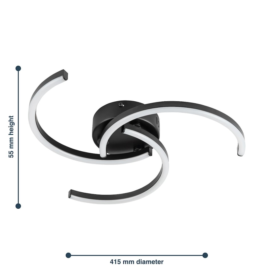 image 1 of Curve - Black LED Flush Ceiling Light | Black | 1