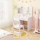 image 9 of COSTWAY Kids Vanity Set Princess Makeup Desk and Chair White