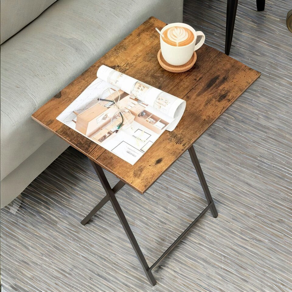 image 1 of Set of 2 Folding Tables Brown