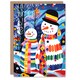 image 1 of Snowman Couple Colourful Folk Art Blank For Him Or Her Art Xmas Festive Christmas Card