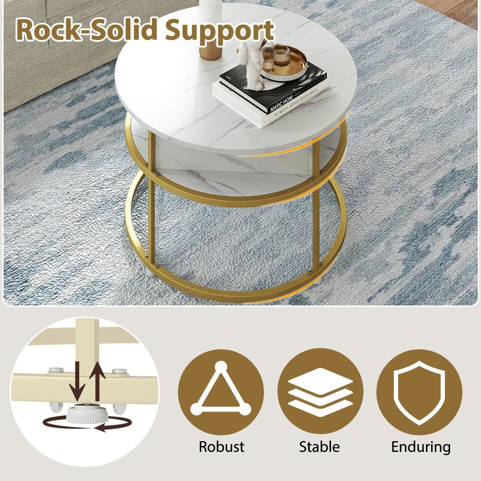 image 1 of COSTWAY Lift Top Coffee Table with Side Shelves White