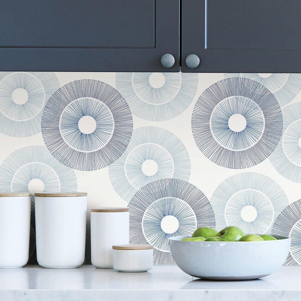 image 1 of NuWallpaper SLW3424 B-Spoke Self Adhesive Wallpaper, Blue Multi