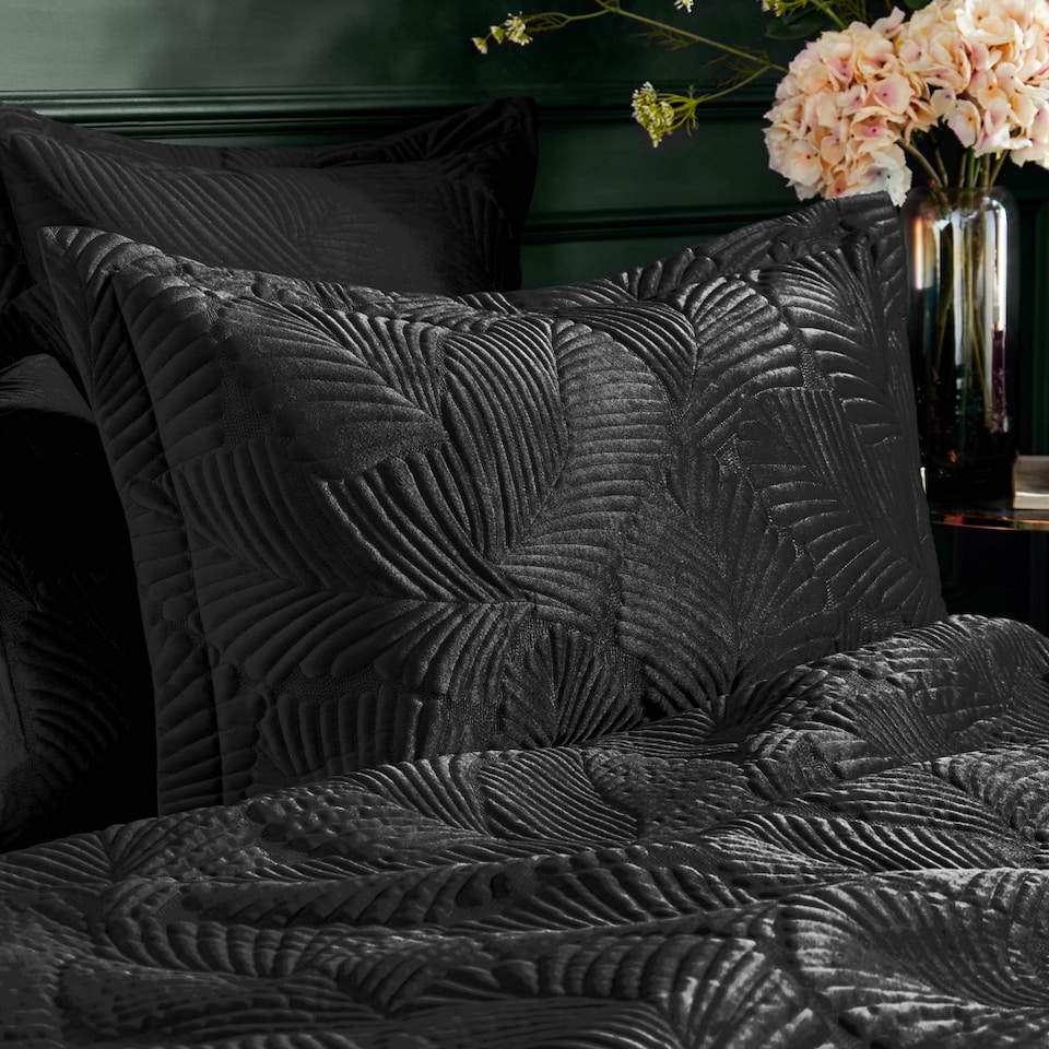 Paoletti Palmeria Quilted Velvet Pillowcase
