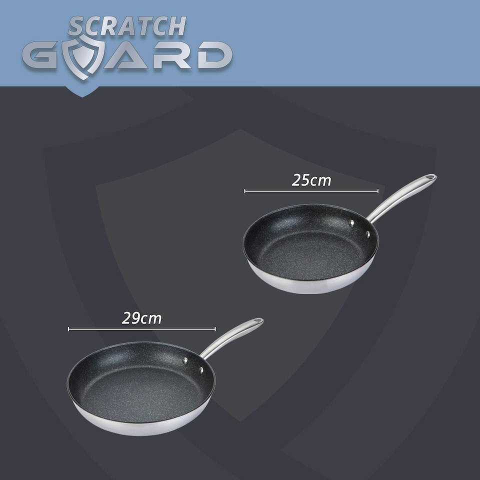 image 1 of Prestige Scratch Guard Fry Pan Set Stainless Steel Non Stick Induction Cookware