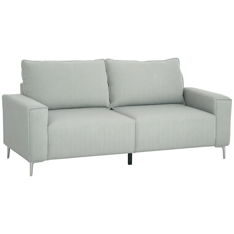 image 1 of HOMCOM 193cm Upholstered Corduroy Settee with Spring Cushion, Light Grey | Multi | Two Seater