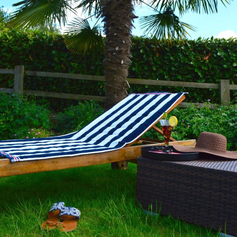 image 1 of Nautical Striped Beach Towel 70 x 140cm - 100% Cotton Blue | Navy Stripe | One size