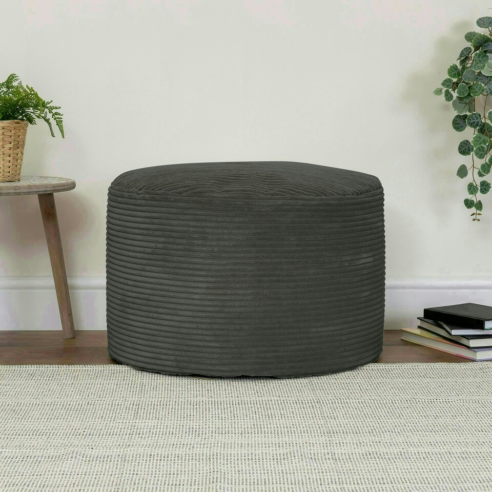 image 1 of icon Frankie Beanbag Footstool Corduroy Charcoal Grey