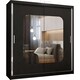 image 1 of Modern Mirror Sliding Wardrobe with Gloss Strips & Storage