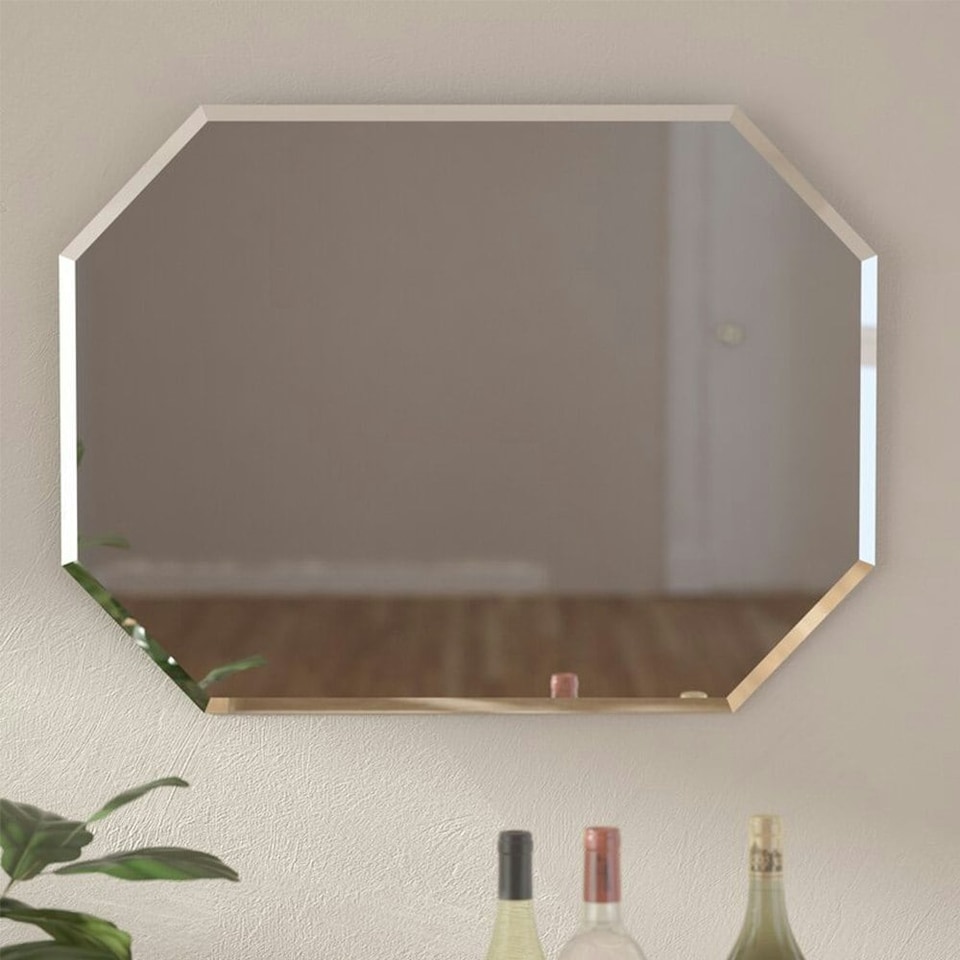 image 1 of Living and Home Wall Mounted Diamond Mirror with Beveled Edge - 40cm x 60cm