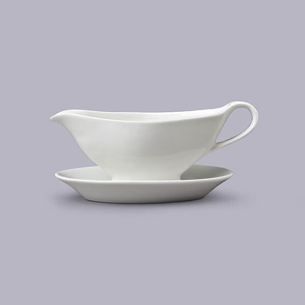 WM Bartleet & Sons Porcelain Mini Sauce Boat & Saucer in White