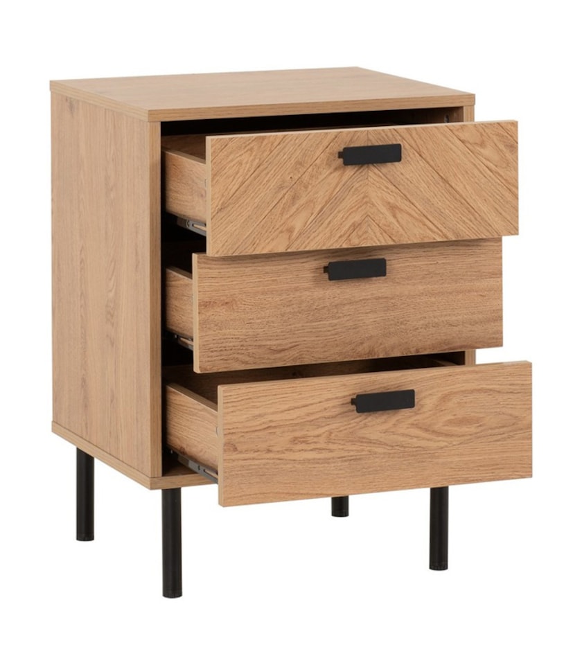 image 1 of Leon 3 Drawer Bedside - L40 x W45 x H63.5 cm - Medium Oak Effect