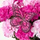 image 8 of Homescapes Set of 2 Yellow & Pink Carnation Artificial Flowers with Butterfly Decoration in Grave Vases