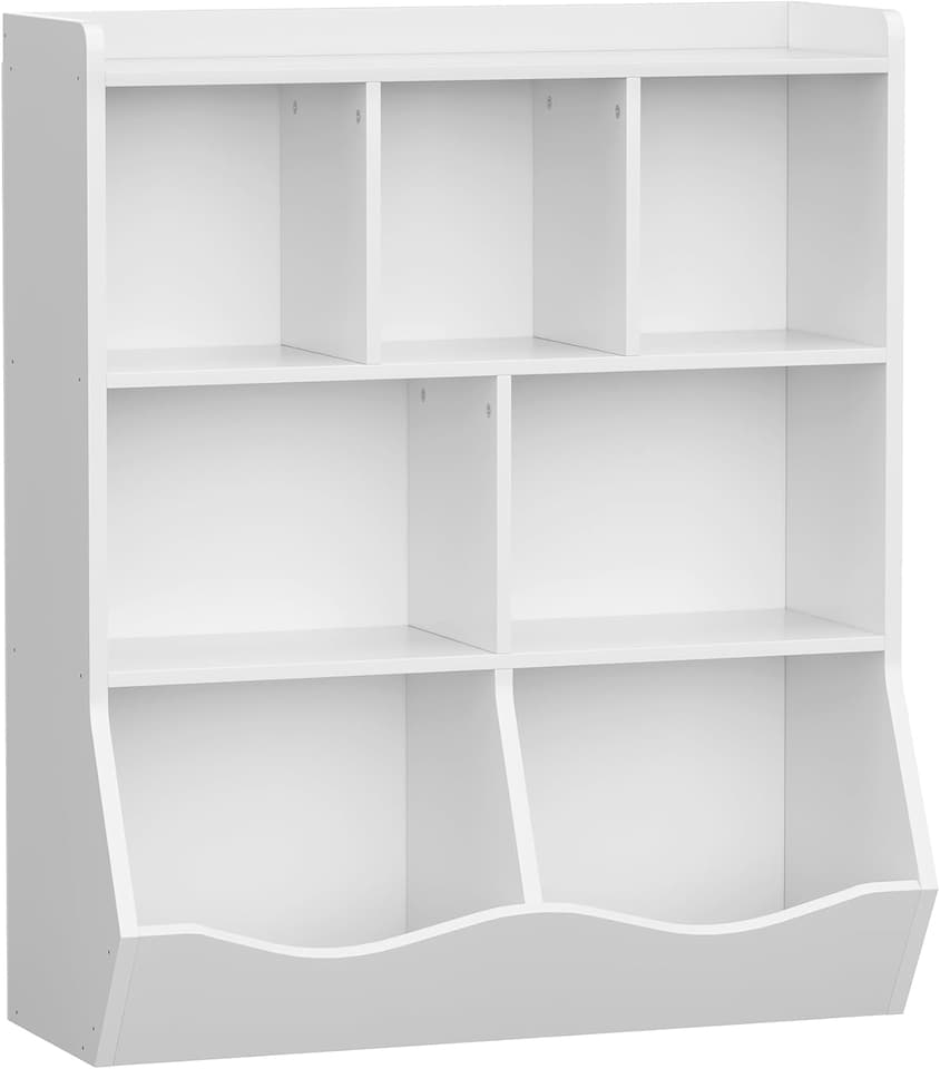 image 1 of London Boutique Kids 3-Tier Bookcase Toy Organiser 7-Compartment Cabinet 60x15.4x42.5"