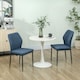 image 2 of HOMCOM Velvet Dining Chairs Set of 2, Modern Armless Upholstered Kitchen Chairs with Metal Legs, Curved Back and Padded Seat, for Dining Room, Bedroom, Living Room, Blue | Blue