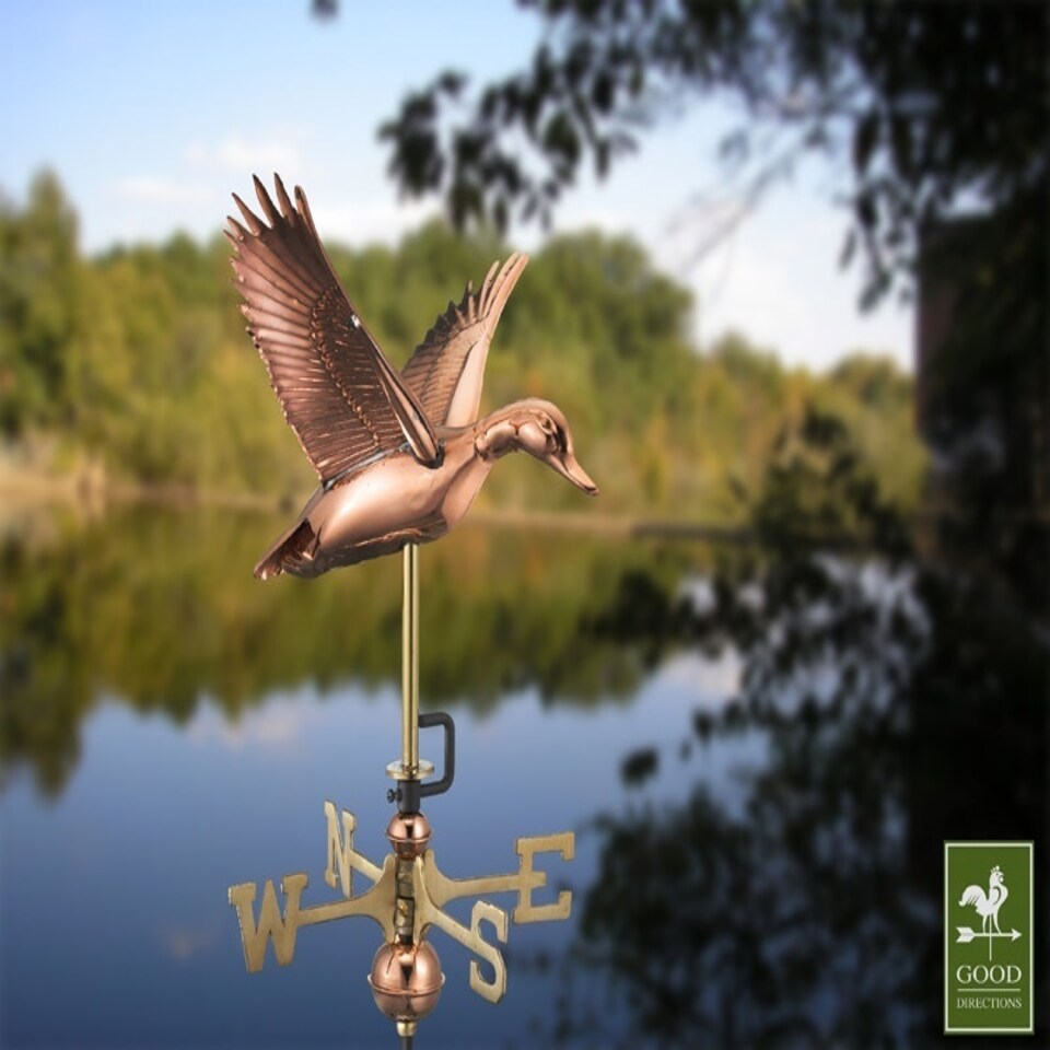 image 1 of Cottage Duck in Flight Copper Weathervane - Quality Wind Vane - H60 x W29 x L33 cm