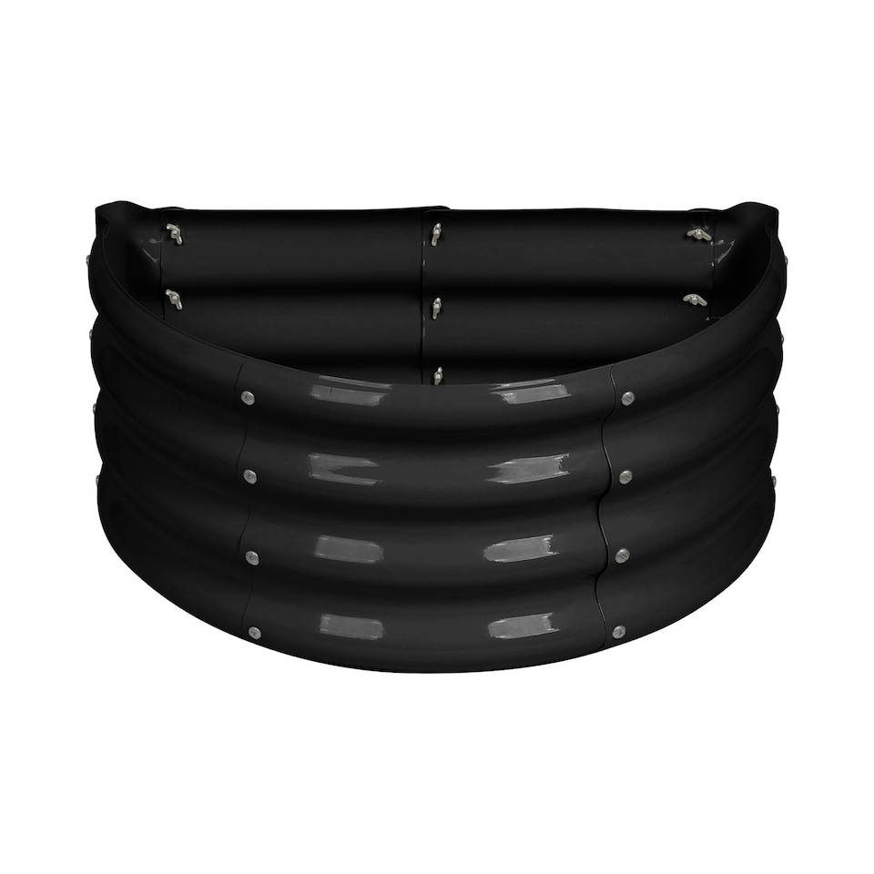 image 1 of Harbour Housewares Semicircular Galvanised Steel Raised Garden Bed - 60cm x 30cm - Anthracite | Black | Anthracite