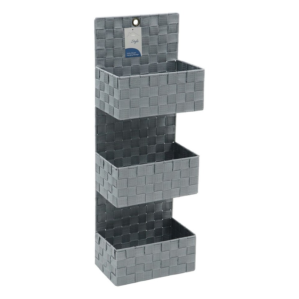 image 1 of JVL Vichy 3 Tier Nylon Hanging Storage Unit - Grey Grey