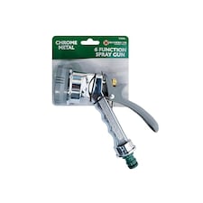 6 Function Spray Gun Multi Garden Hose Watering Chrome Dial Metal DIY