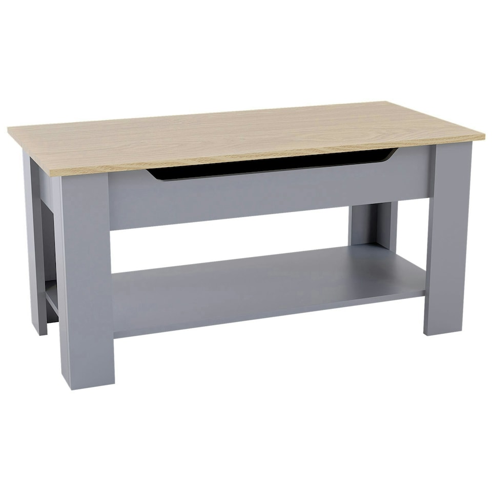 image 1 of Vida Designs Lift Up Coffee Table With Storage Compartment & Shelf, Grey & Oak