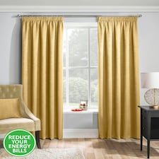 Matrix Ochre Curtains 66 x 54 inch (168 x 137 cm) Room Darkening Pencil Pleat Thermal Noise Reducing Curtains for Bedroom and Living Room