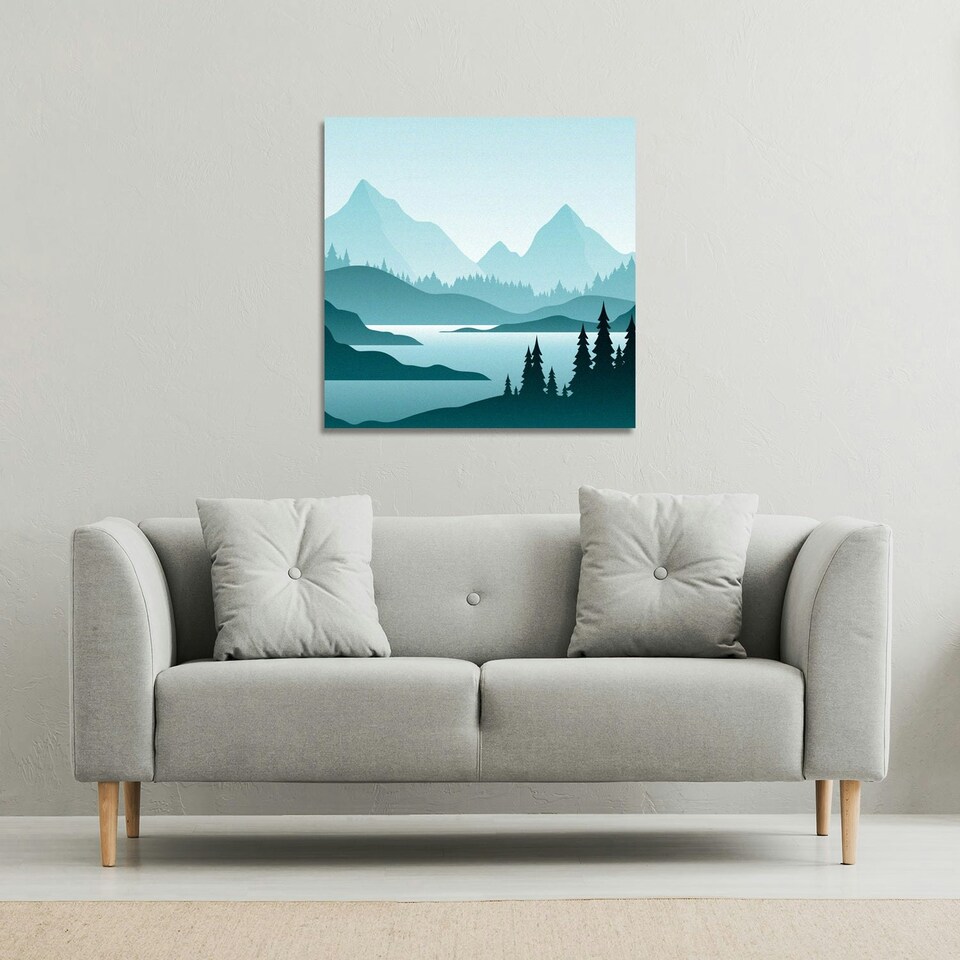 image 1 of abstract mountain landscape (Canvas Print) 90 x 90 x 4cm