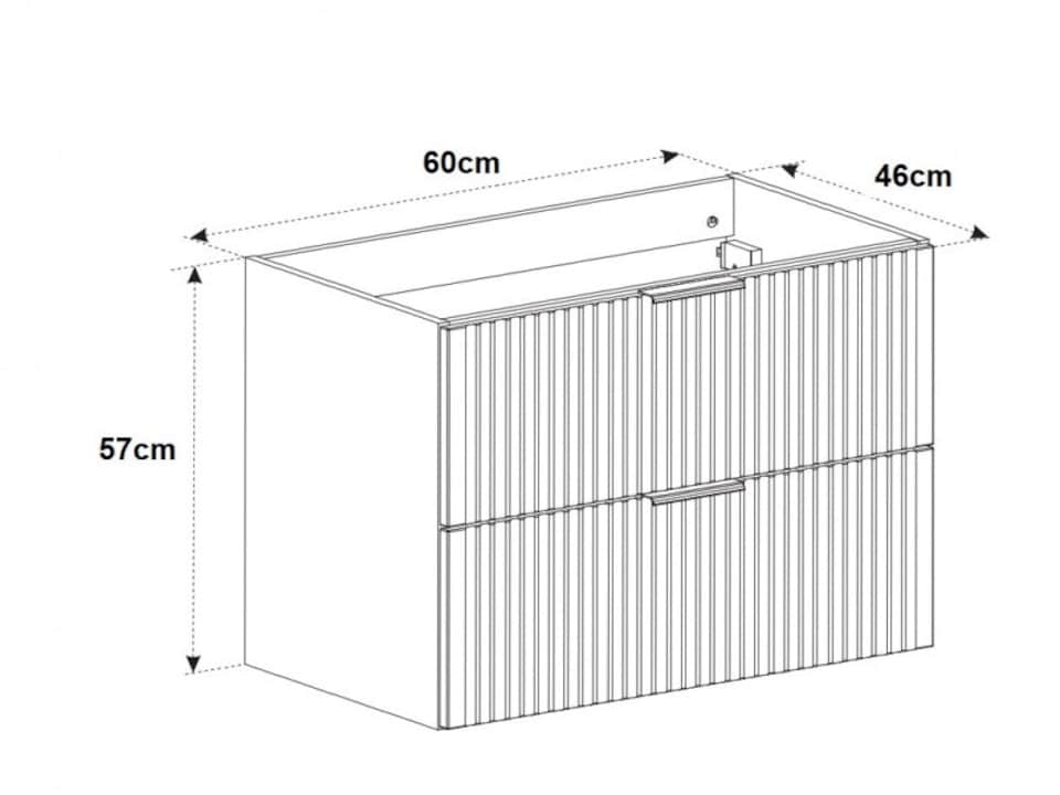 image 1 of Bathroom Vanity Unit Black Wall Drawer Cabinet 600mm Floating Ribbed Modern Furniture - Adel
