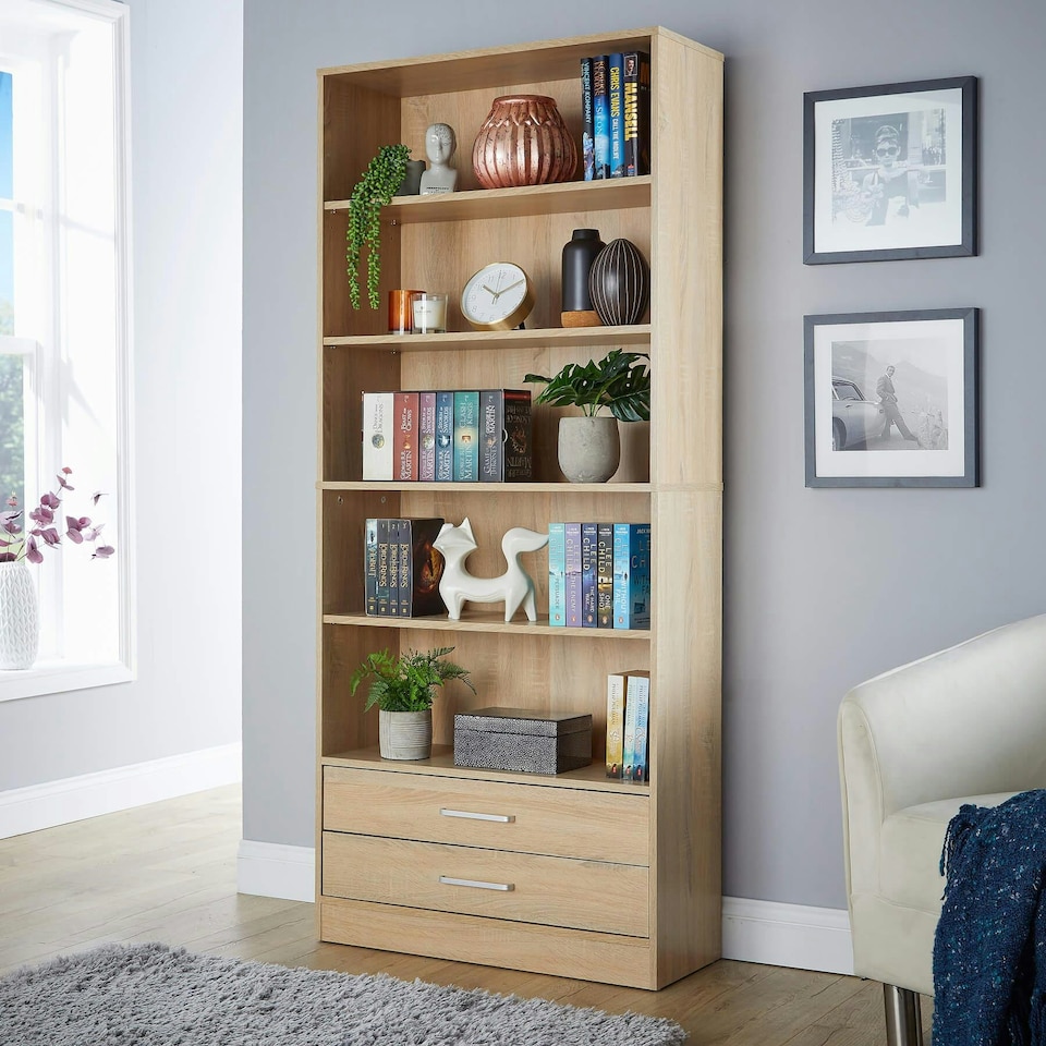 image 1 of Bookcase Display Shelf Freestanding Book Storage Unit Home Living Room Furniture Brown