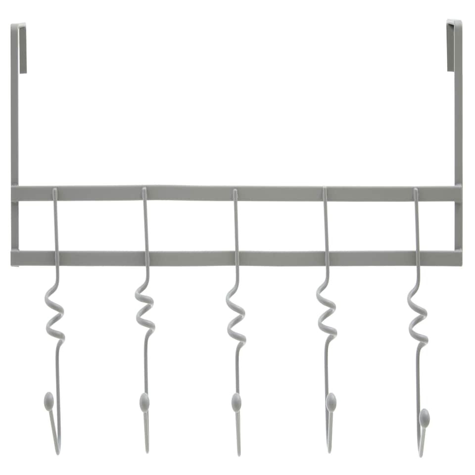 image 1 of Jaxen Matt Grey Over Door 5 Hook Swirl Hanger