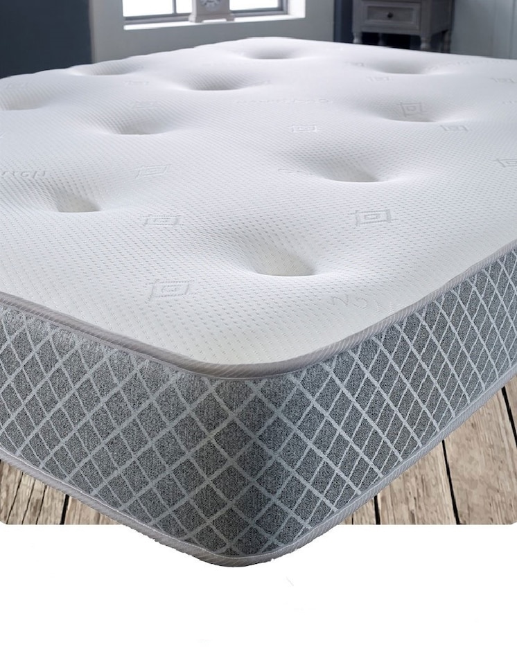 image 1 of Nebraska Tufted Hybrid Mattress - Soft Feel Cool Touch Quilted Sleep Surface | Grey | European King Size