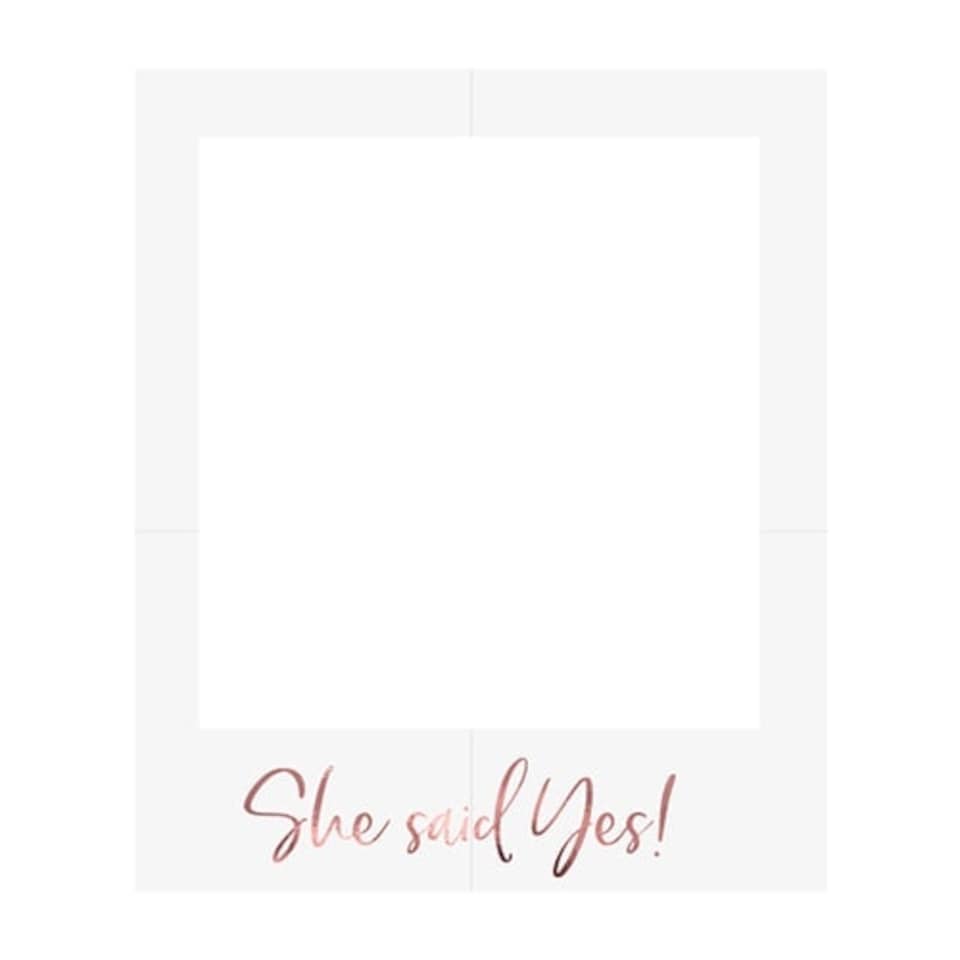 image 1 of She Said Yes White & Rose Gold Hen Party Selfie Frame Photo Prop