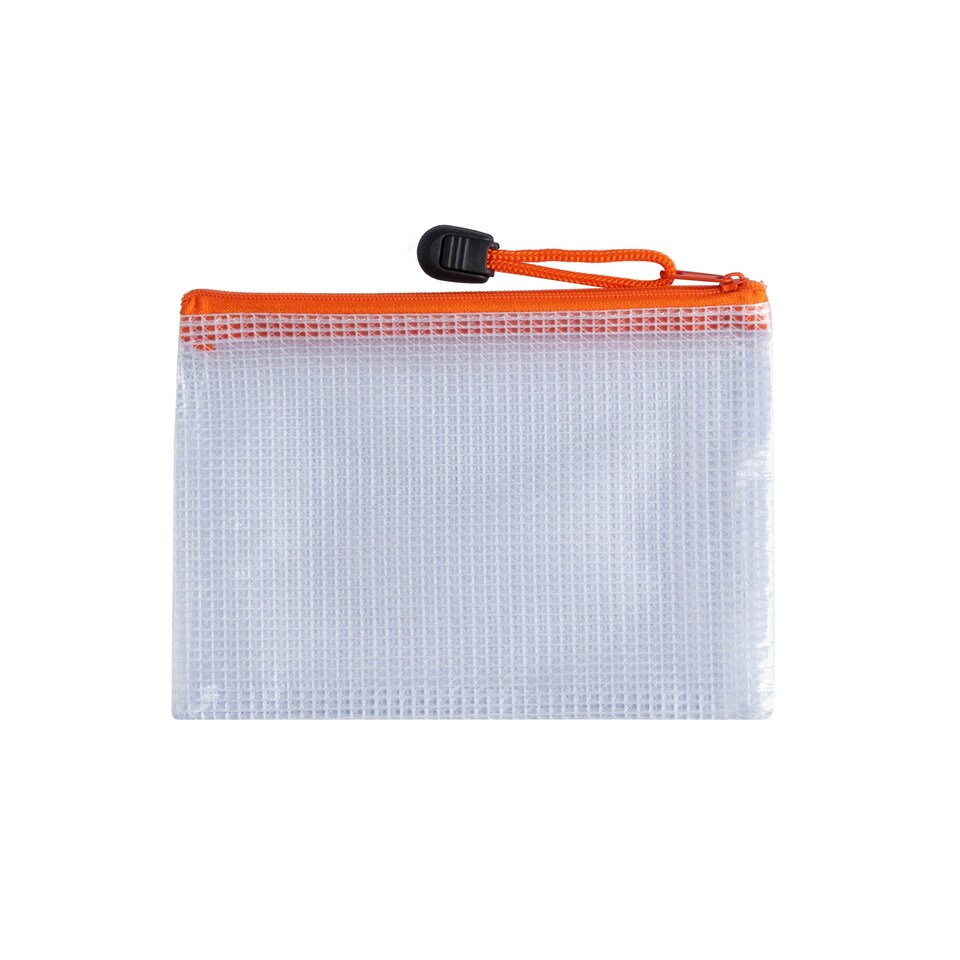 image 1 of Pack of 12 A6 Orange PVC Mesh Zip Bags