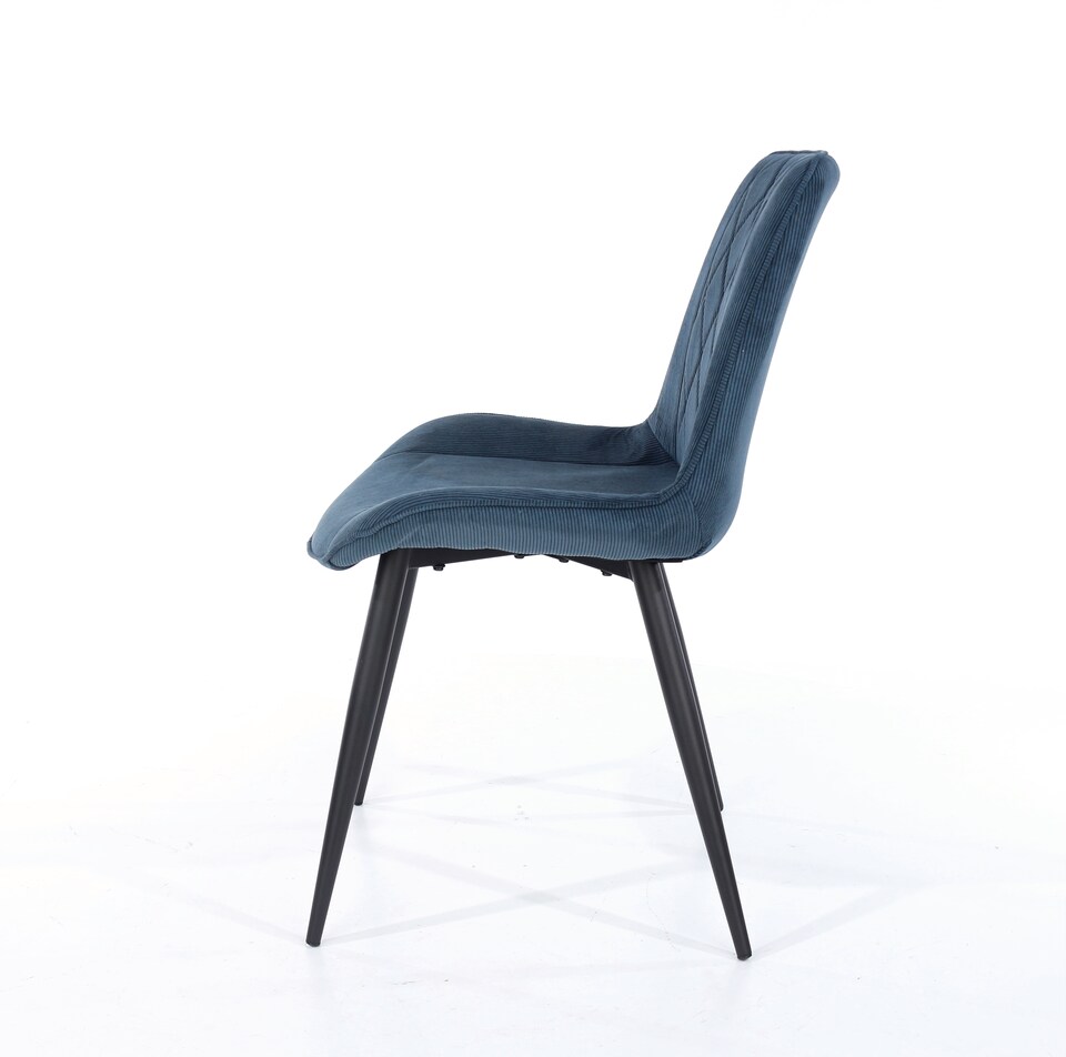 image 1 of Aspen Grey Oak Effect 100cm Round Dining Table with 4 Diamond Stitch Upholstered Fabric Chairs - Modern Dining Set | Blue | Blue | One Size | 1