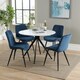 image 1 of Aspen White 100cm Round Dining Table with 4 Diamond Stitch Upholstered Fabric Chairs - Modern Dining Set | Blue | Blue | One Size | 1
