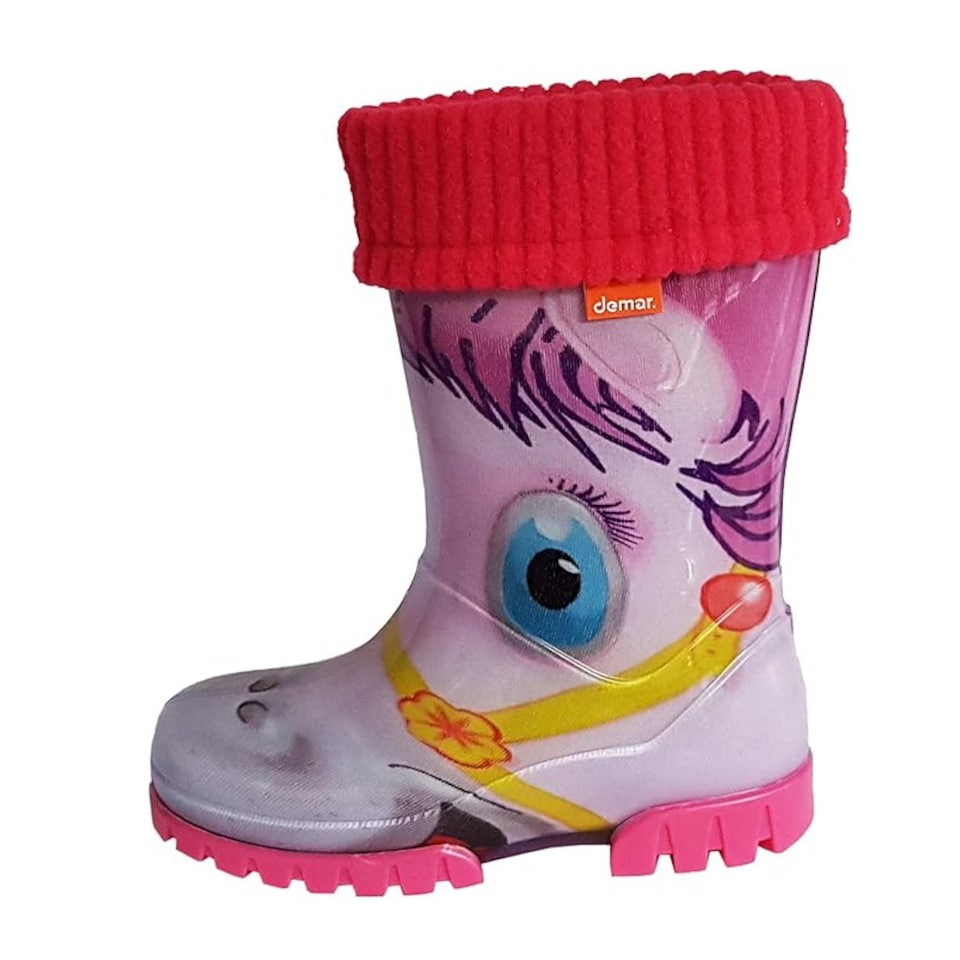 image 1 of Demar Toddler Kids Warm Wellington Boots Lined Kids Boys Girls | Pink | Pony | 4-4.5 UK (20-21 EU) Baby 13-13.5 cm | 1
