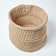 image 2 of Homescapes Linen Cotton Knitted Round Storage Basket - 42 x 37 cm Cream | L