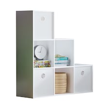 Vida Designs Durham 6 Cube Storage Unit, White & Set of 3 White Cube Storage Baskets
