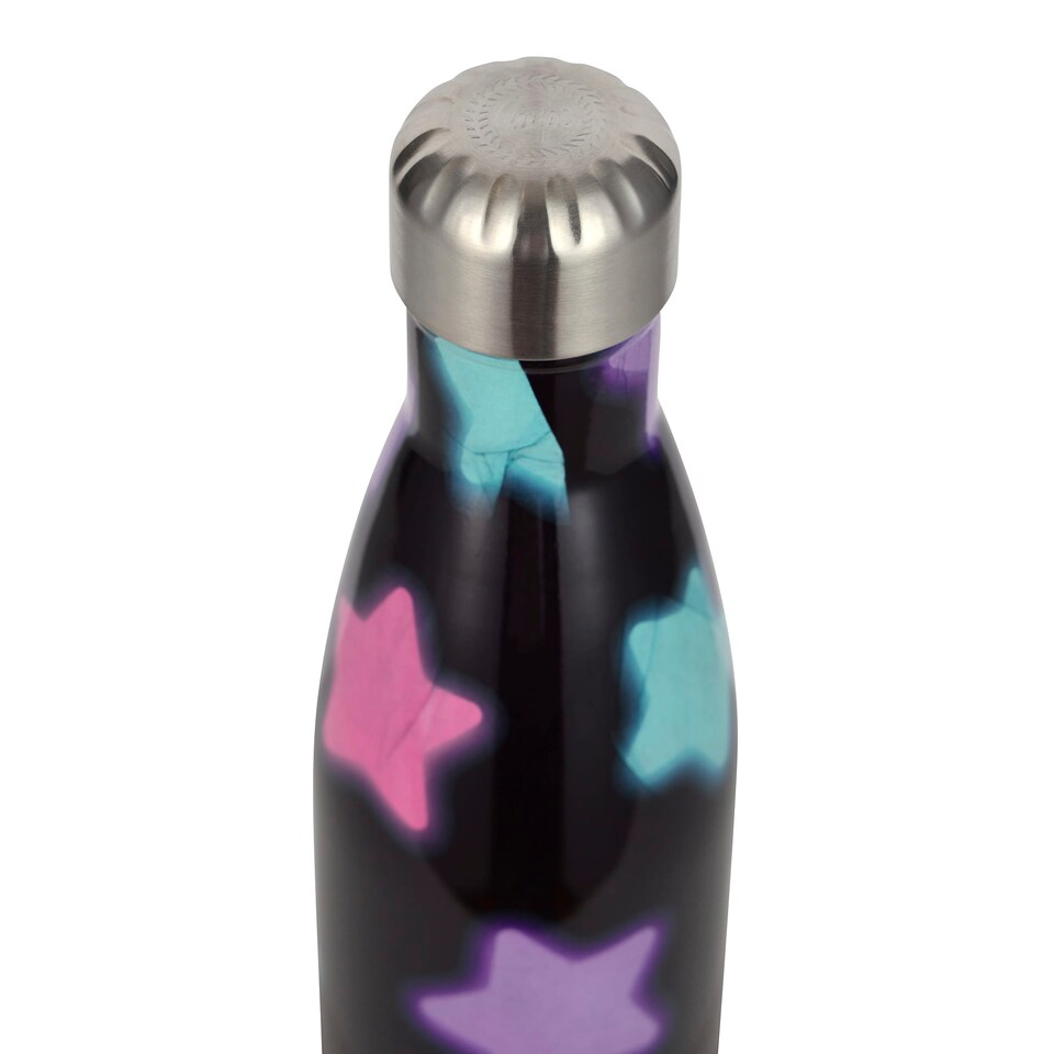 image 1 of Thermal Water Bottle Multi Star Galaxy Print | Stainless Steel Leak Proof Bottle | Black | Black | One Size | 1