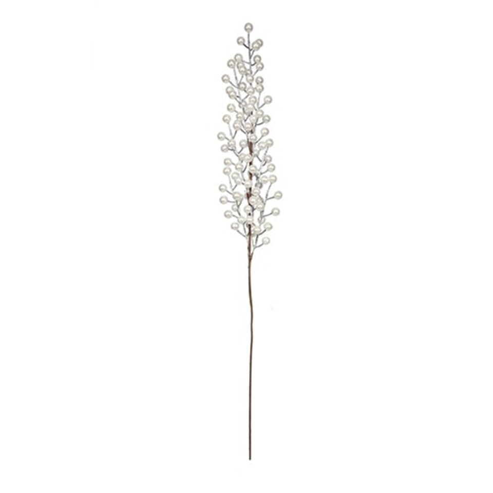 Christmas White Glitter Berry Stem Pick Decoration 73cm